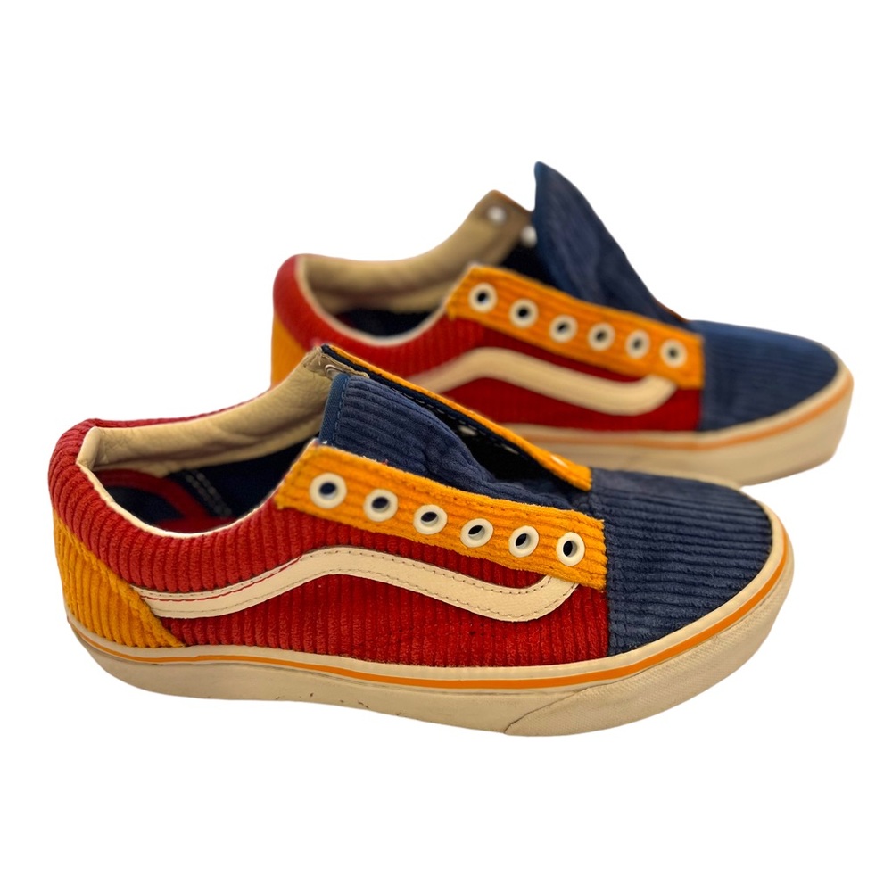 Vans Old Skool Skate Shoes Red Blue Yellow Corduroy Primary 5.5 Women’s 4 Men’s